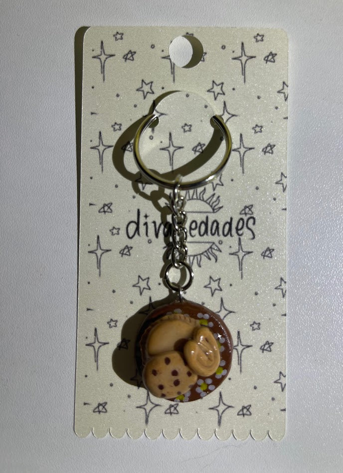 PAN DULCE POLYMER CLAY KEYCHAIN